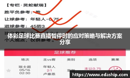 体彩足球比赛直播暂停时的应对策略与解决方案分享