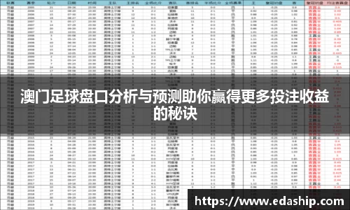 澳门足球盘口分析与预测助你赢得更多投注收益的秘诀
